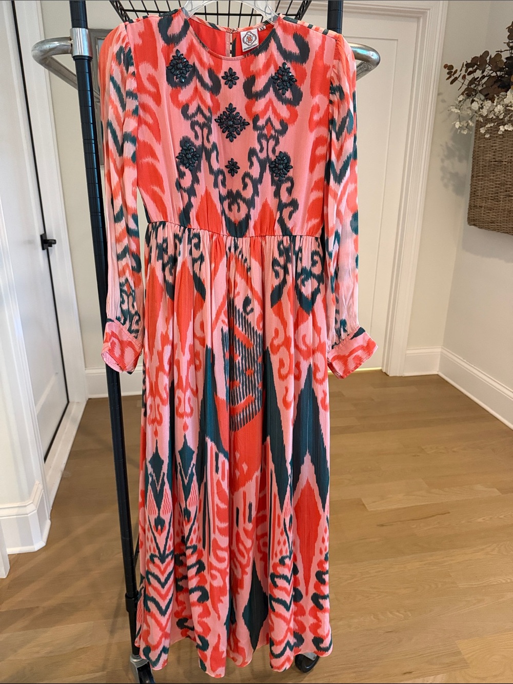 Sheridan French long sleeve jewel encrusted dress XS